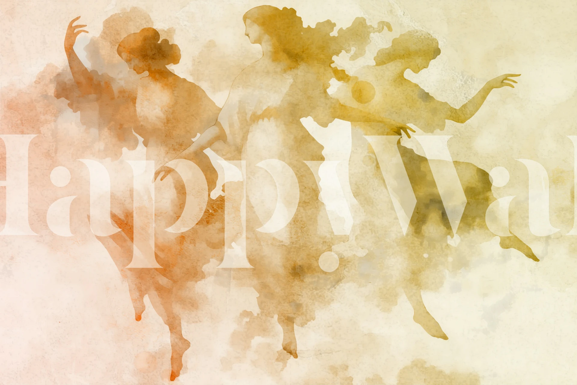 Abstract figures in warm orange and beige hues wallpaper
