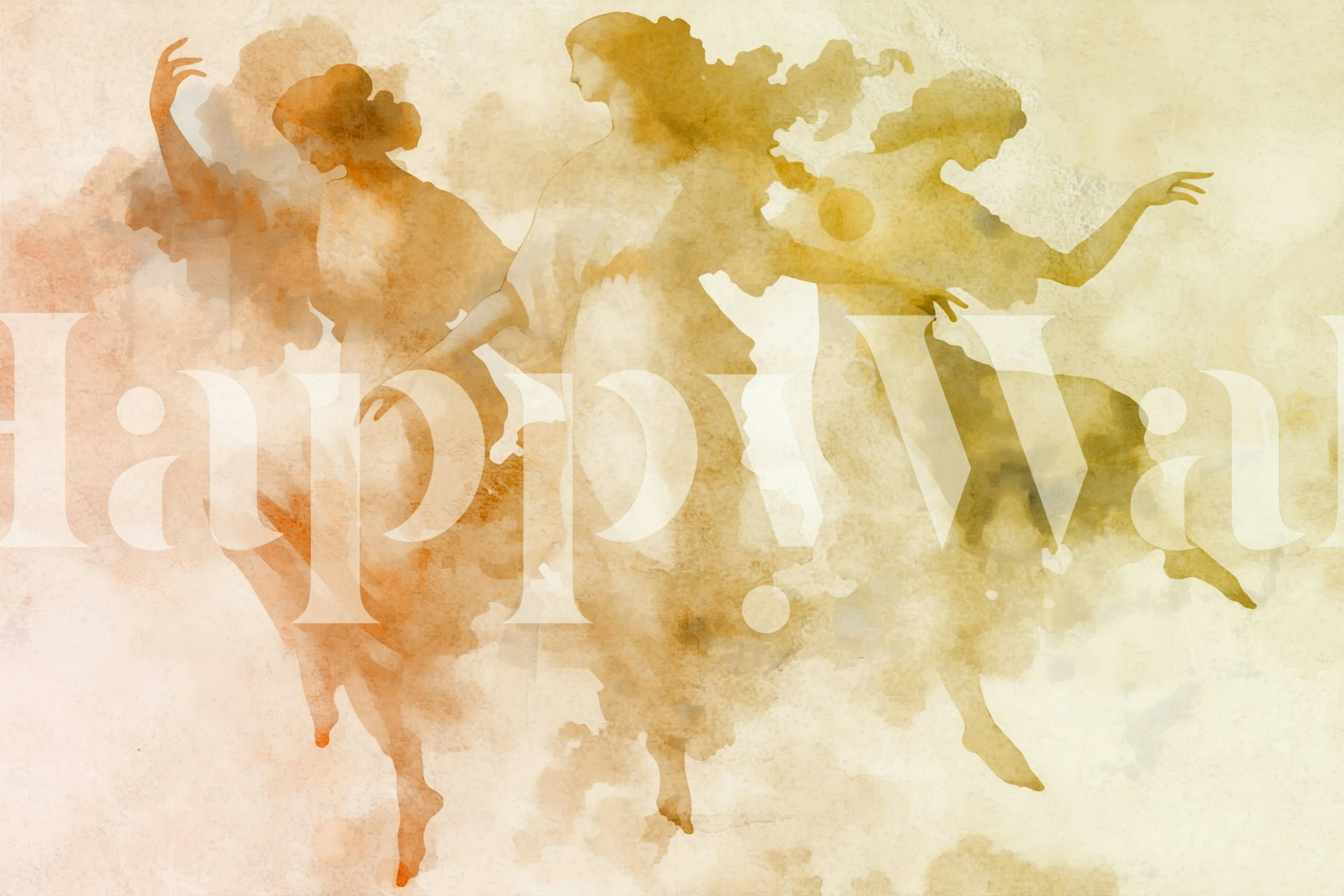 Abstract figures in warm orange and beige hues wallpaper