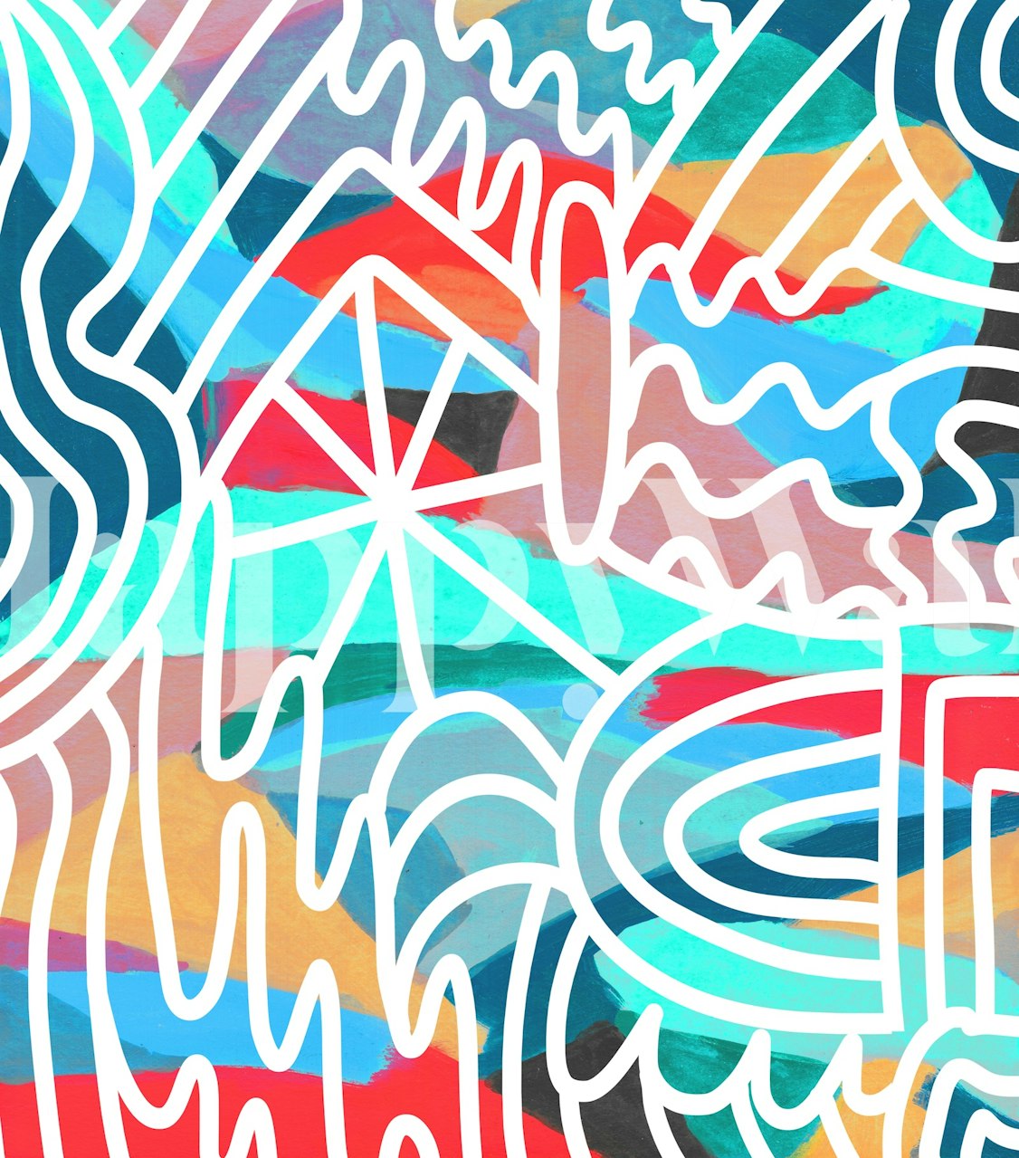 Σχέδιο ταπετσαρίας Electric horizon σε ένα δωμάτιο