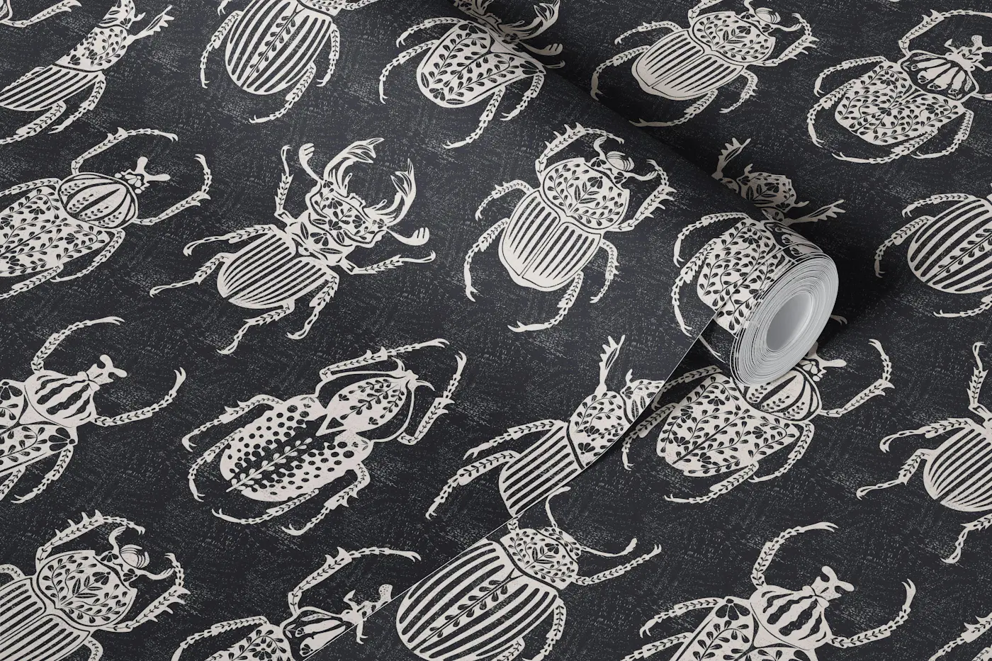 Monochrome Beetle Charm wallpaper roll