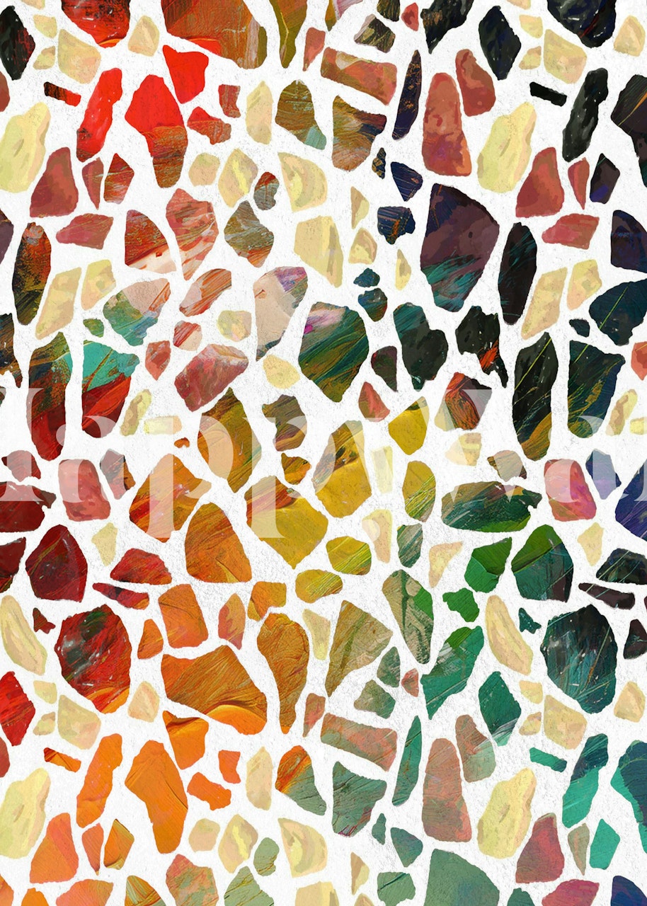 Colorful mosaic pattern with various shapes and hues wallpaper