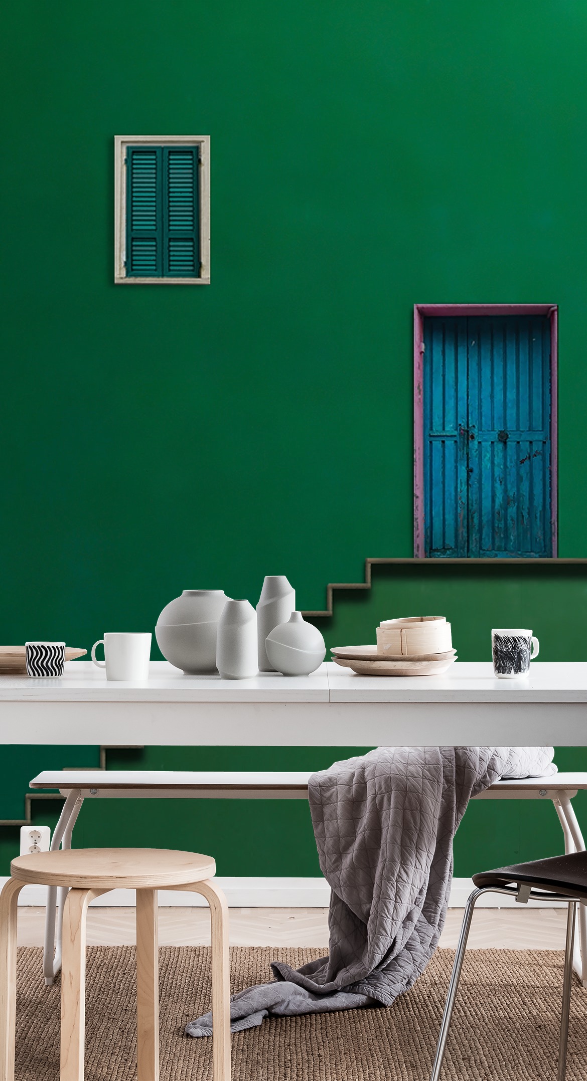 Wallpaper Blue Door Wall Mural Blue Happywall