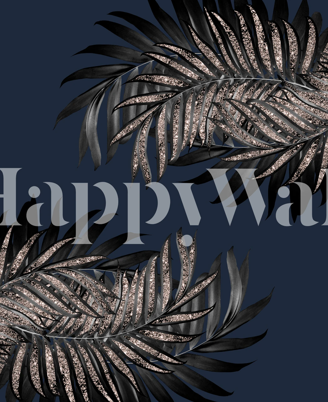 Palm Leaves with Glitter wallpaper in a room