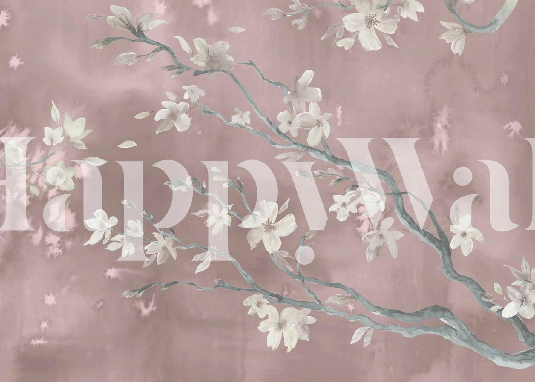 Delicate blush floral branches on a soft pink background wallpaper