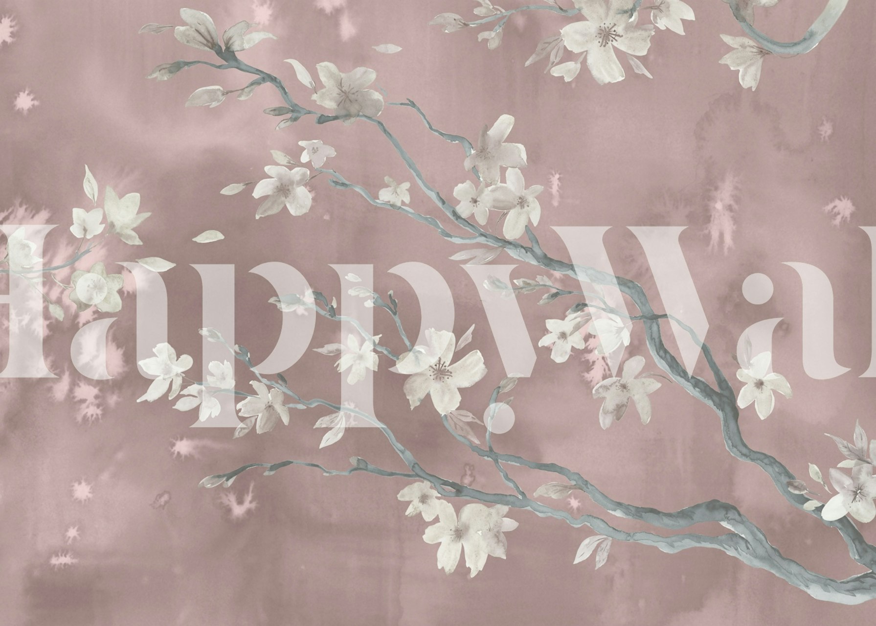 Delicate blush floral branches on a soft pink background wallpaper