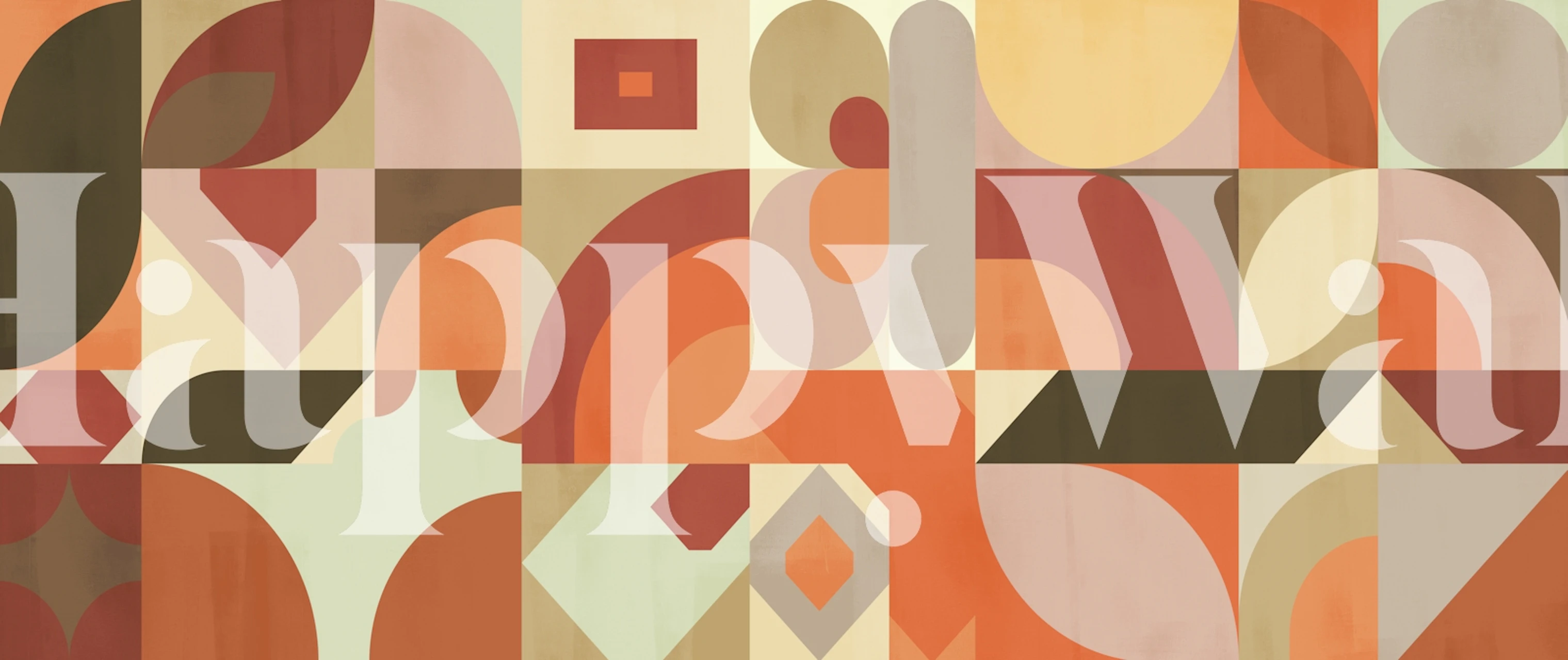 Geometrische vormen in warme tinten zoals terracotta en beige wallpaper