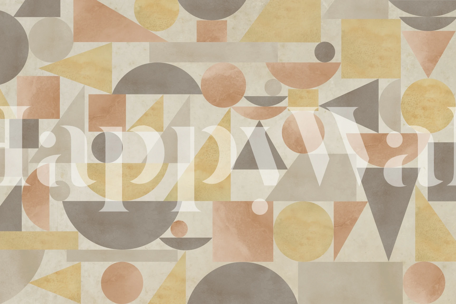 Geometric wallpaper design in a room