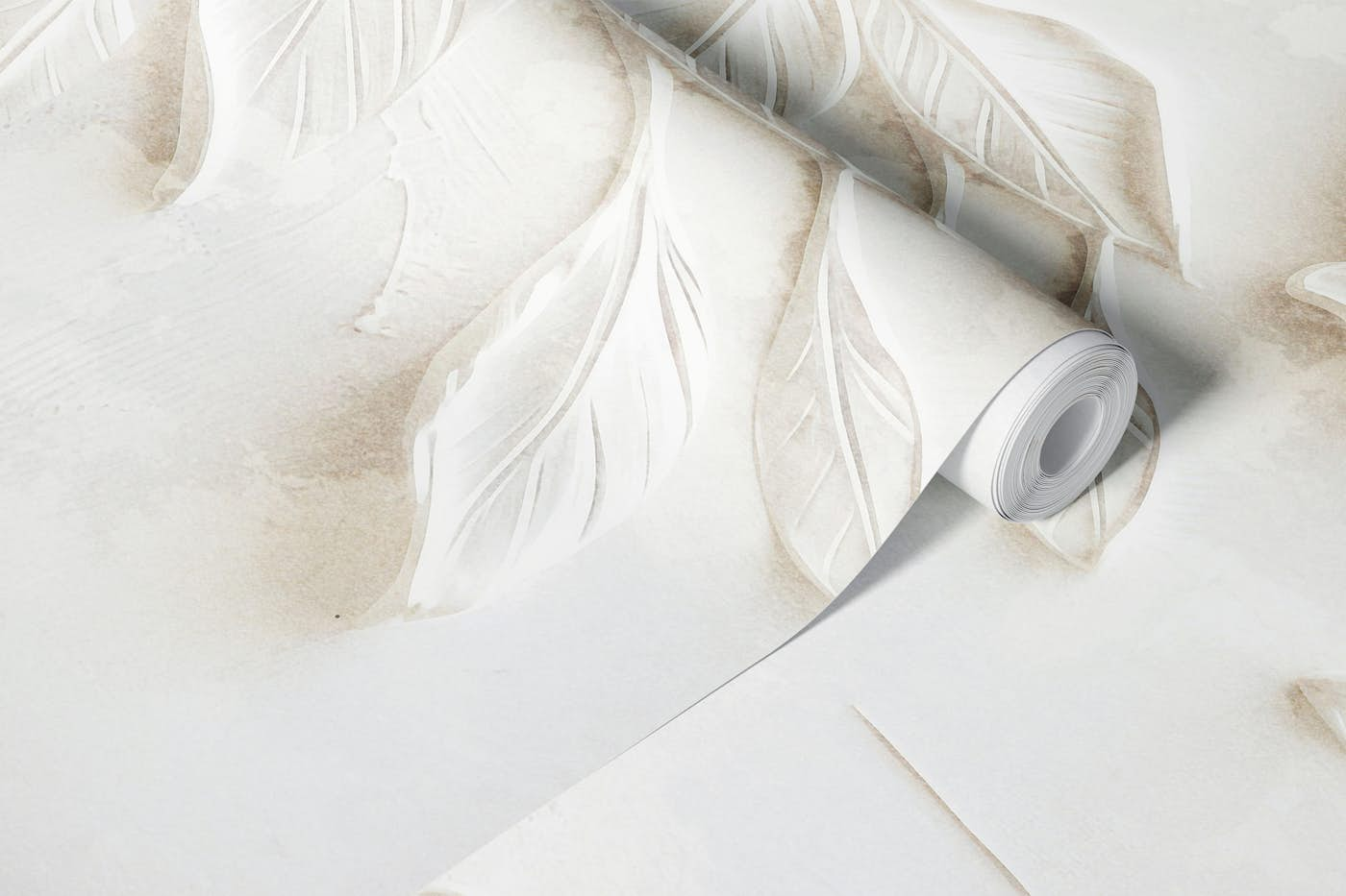 Leaf Impressions Tuberose White wallpaper roll