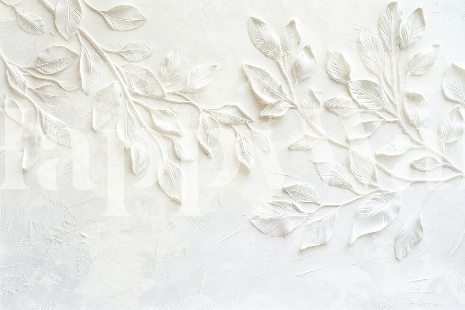 Leaf Impressions Tuberose White wallpaper in a room