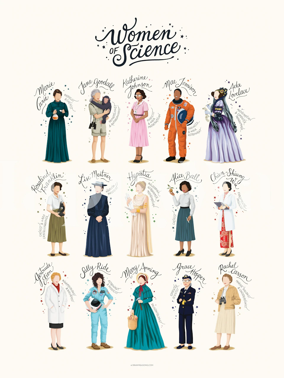 Women of Science wallpaper in a room