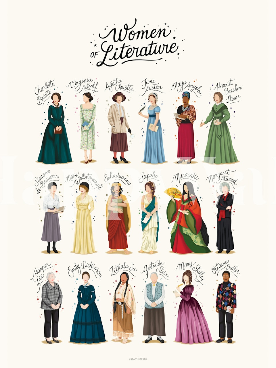 Women of Literature tapetti huoneasetelmassa