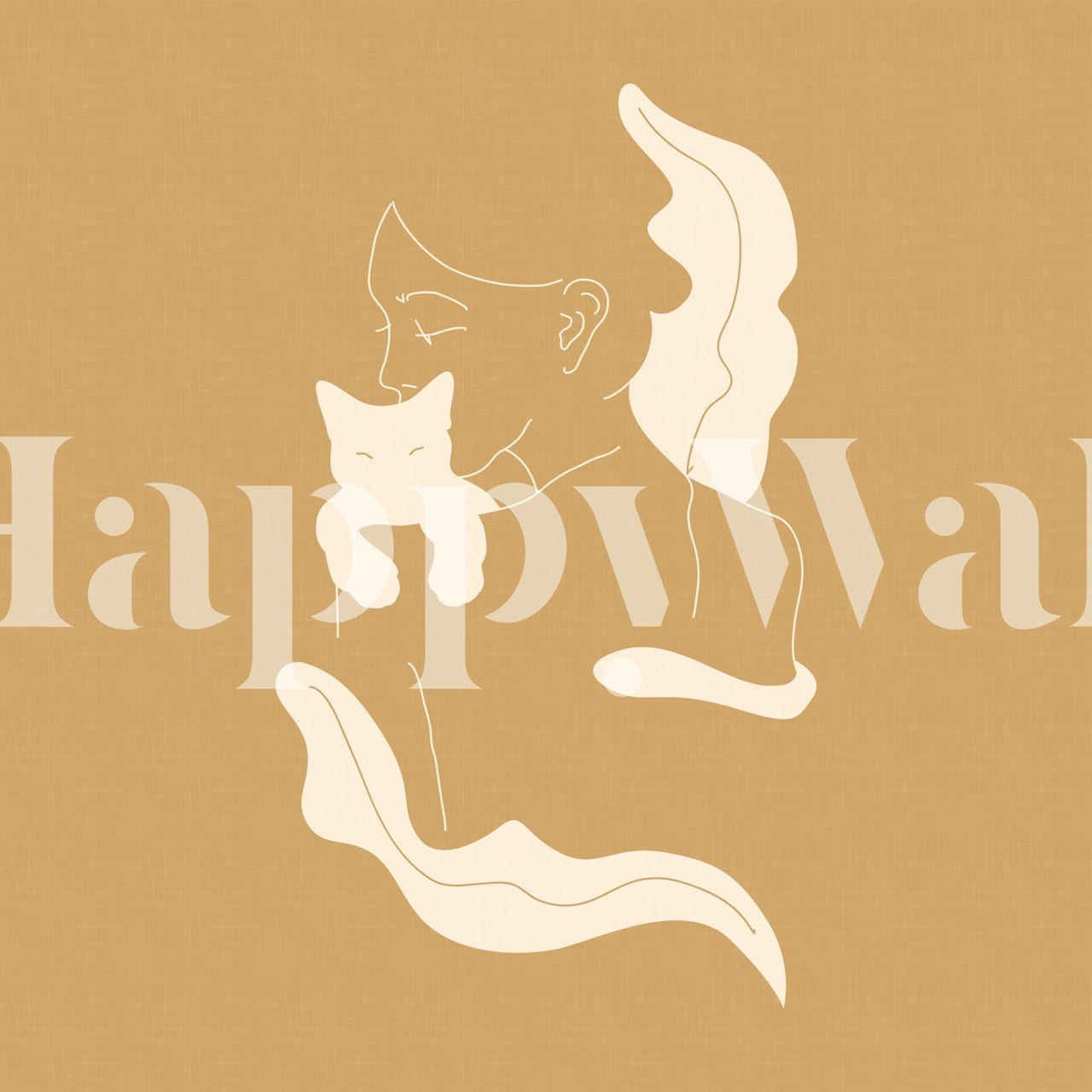 Girl with cat illustration på sennepstapet