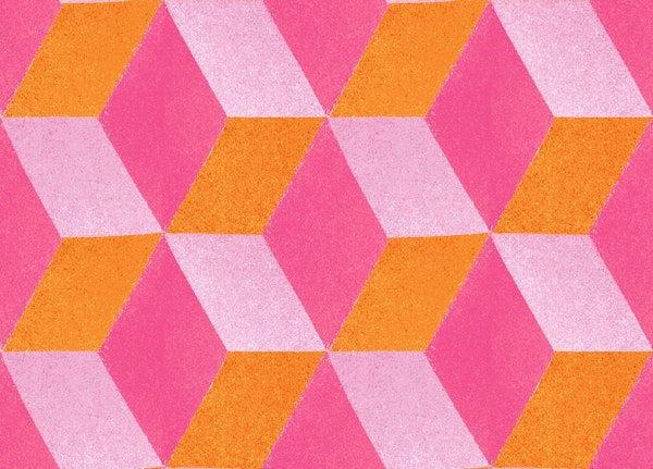Abstract Geometric Cube Shapes Pink Orange