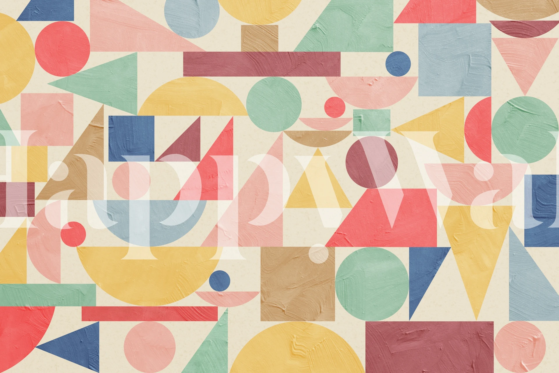 Colorful geometric wallpaper design in a room