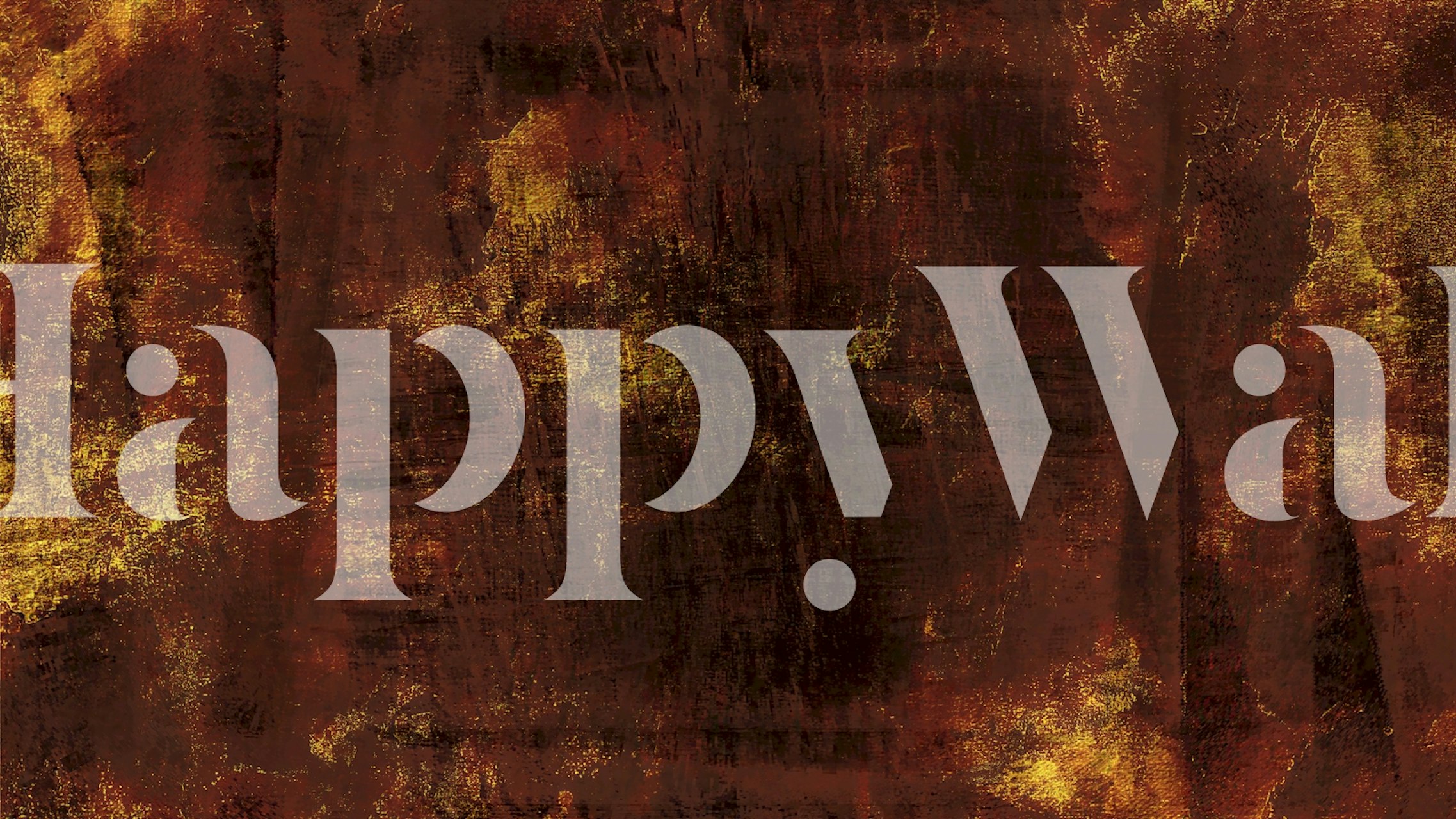 Rustic brush stroke wallpaper in gold and dark brown colors, abstract style.