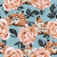 Mystic Fox Garden Scene wallpaper