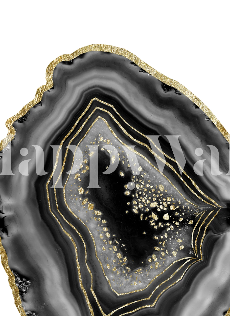 Black Agate Gold Foil Glam wallpaper in a room