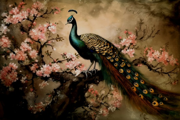 Elegant Vintage Peacock Garden