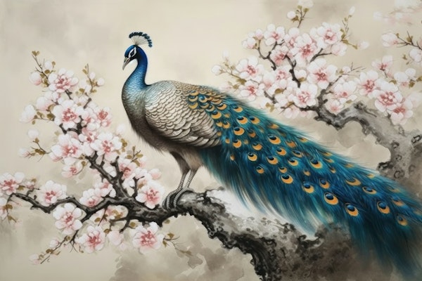 Blue Vintage Peacock Serenity