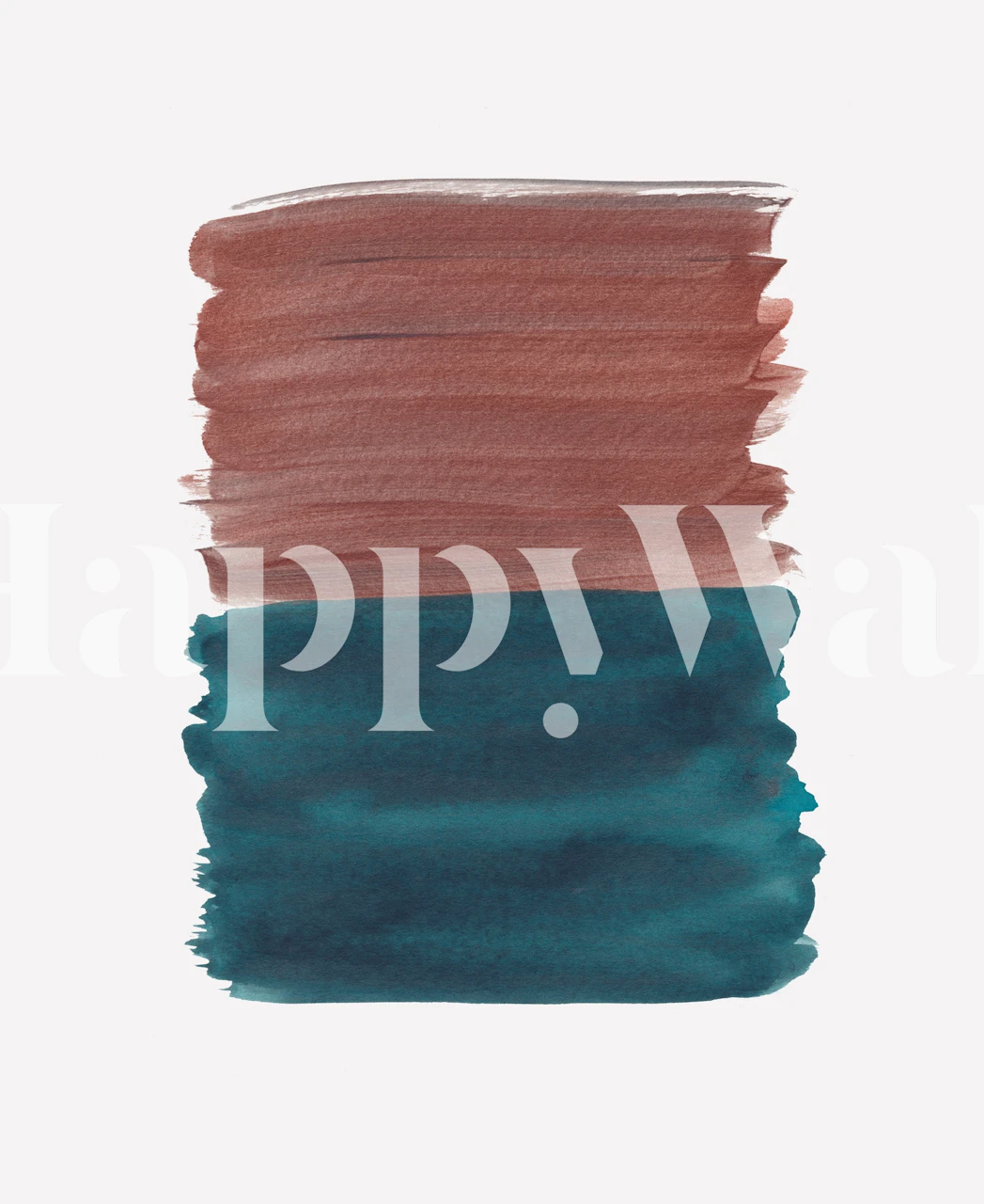 Copper and teal brush strokes abstract wall mural