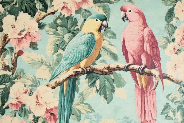 Pastel Rococo Tropical Parrot Garden