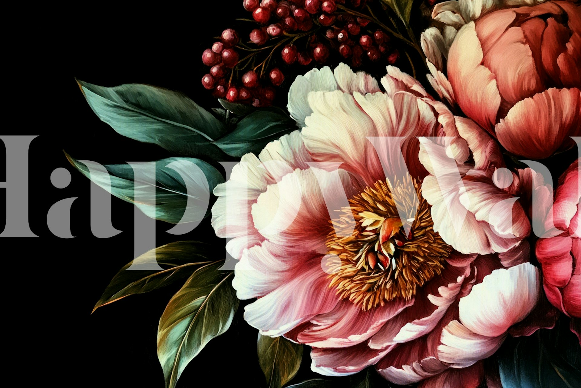 Mystic Baroque Lush Garden Peonies wallpaper