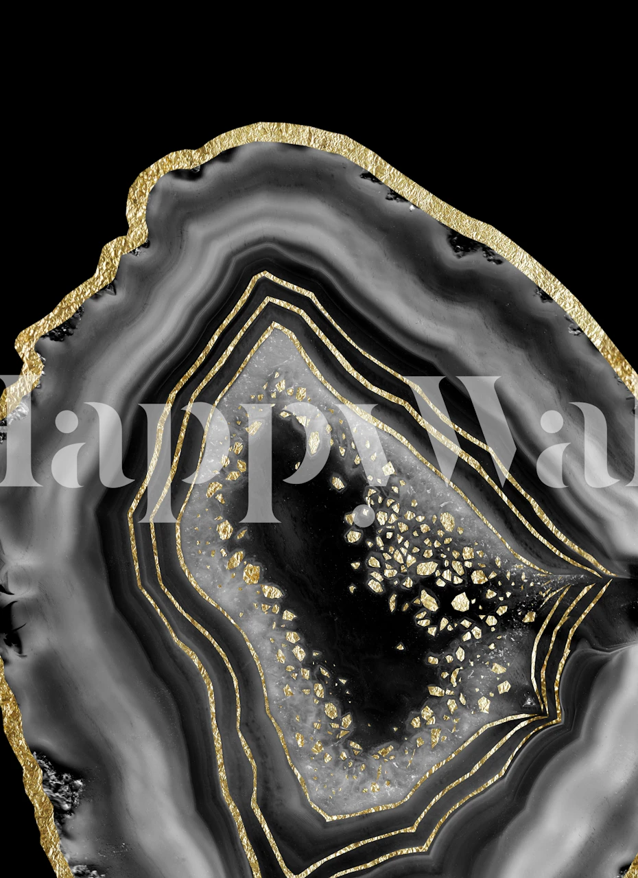 Black agate and gold foil patterned wallpaper