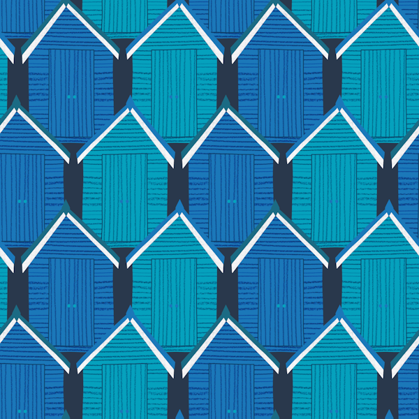 Beach Huts - blue and aqua by Cecca Designs