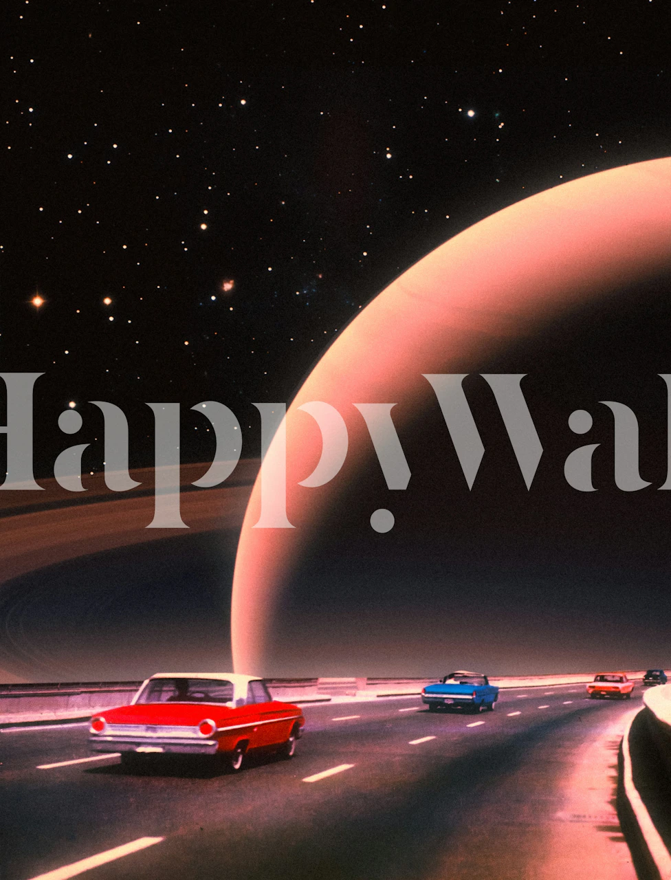 Galactic Commute wallpaper featuring cars and planets