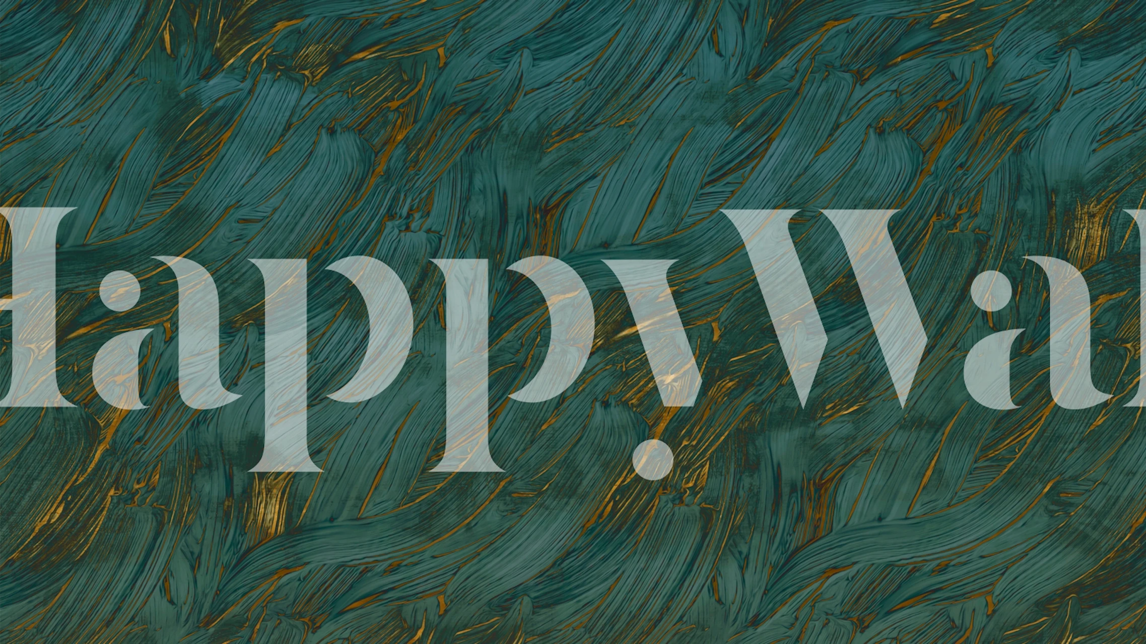 Teal Gold Fluid Art-behang in een kamer