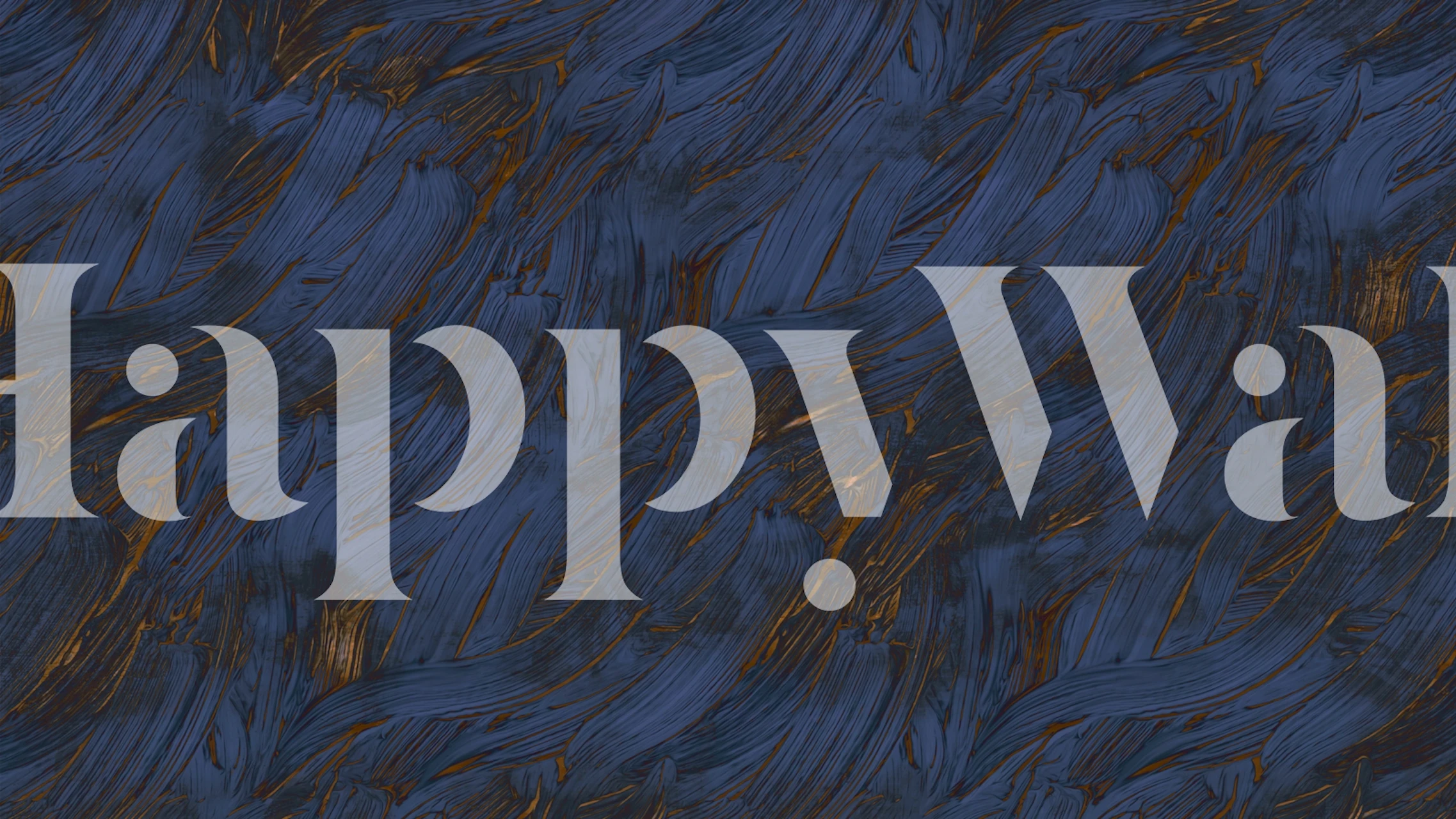 Wavy navy blue and gold streaks abstract wallpaper