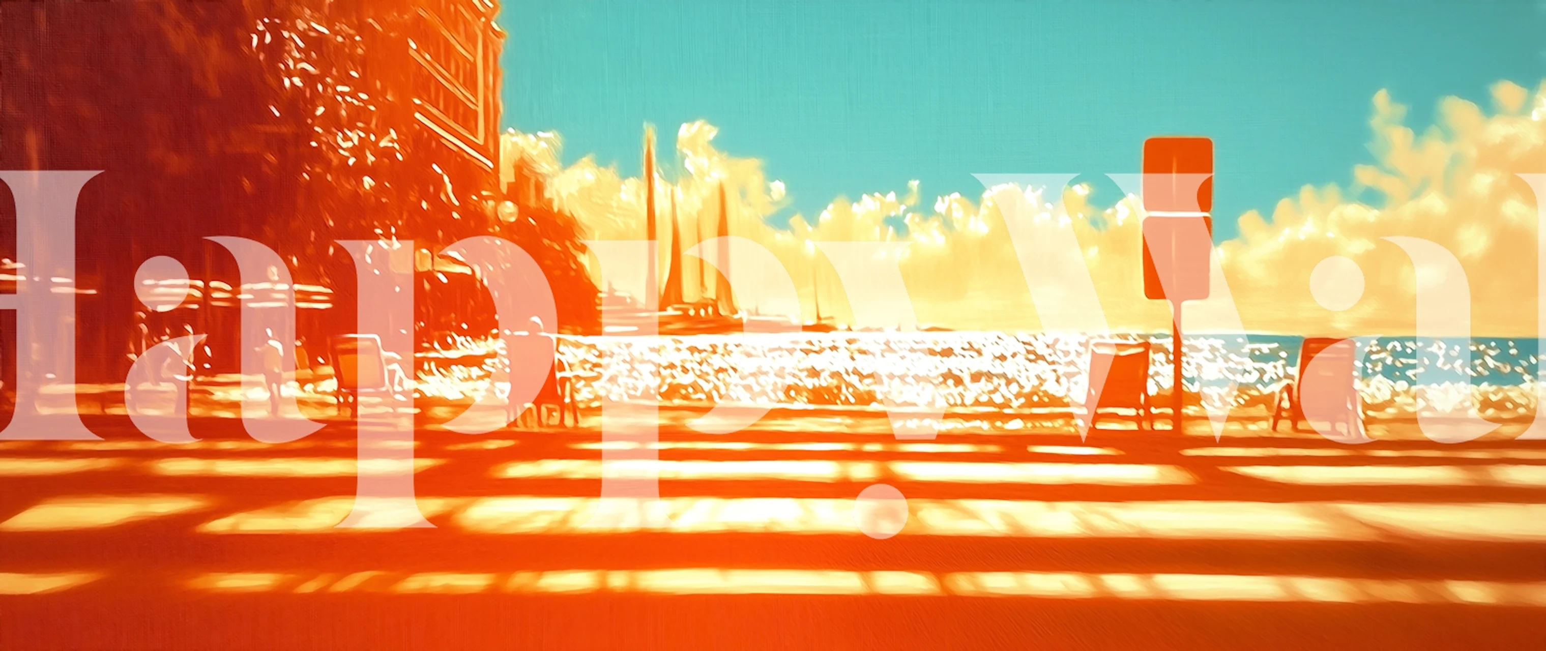 Beach Retro tapet i en rumsmiljö