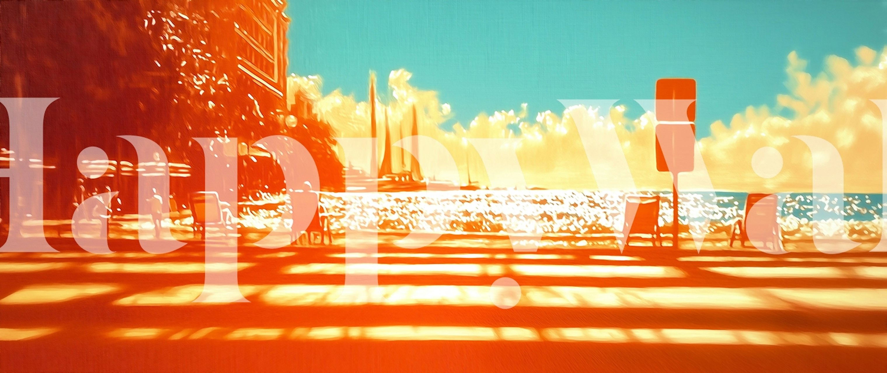 Ταπετσαρία Beach Retro σε ρύθμιση δωματίου