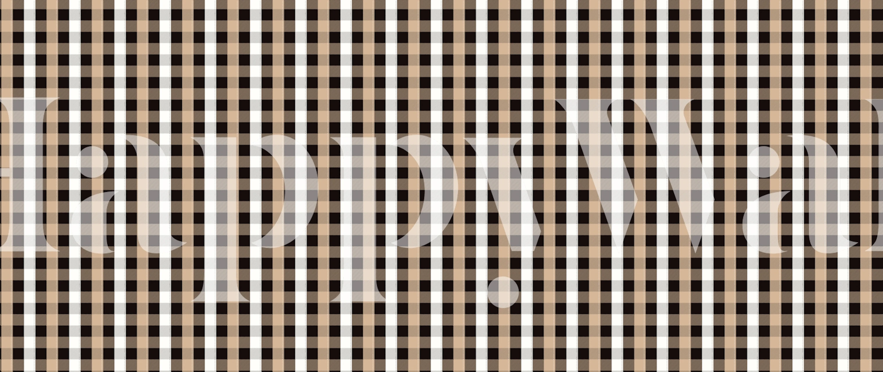Plaid pattern wallpaper in black, white, and beige colors