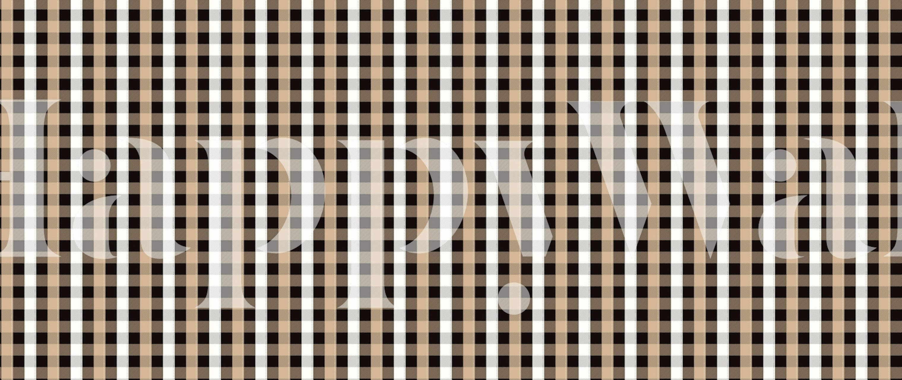 Plaid pattern wallpaper in black, white, and beige colors