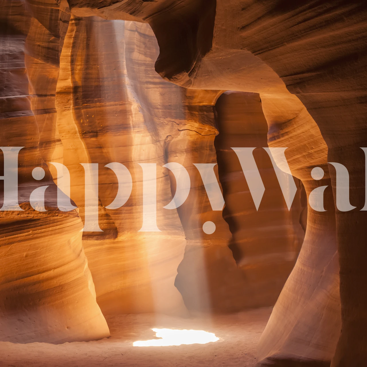 Antelope Canyon walls with light beams in warm orange tones wallpaper