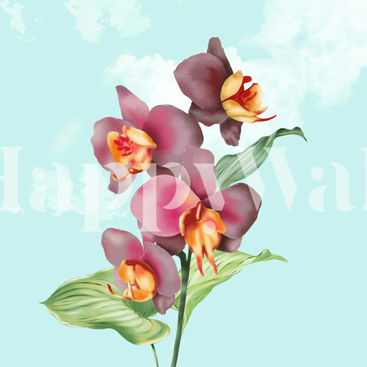 Exotic Orchid Oasis tapet i ett rum