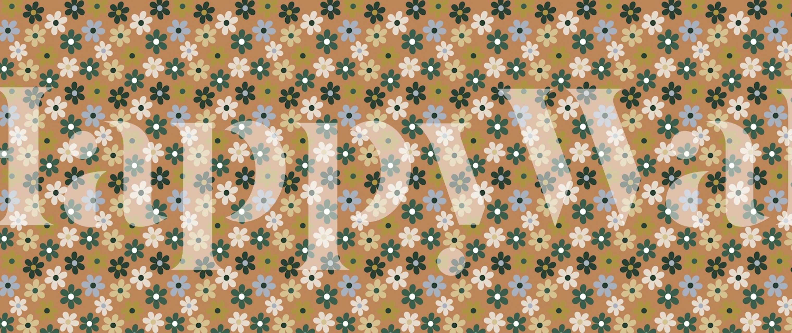 Elegant Flowers Mustard wallpaper in a room