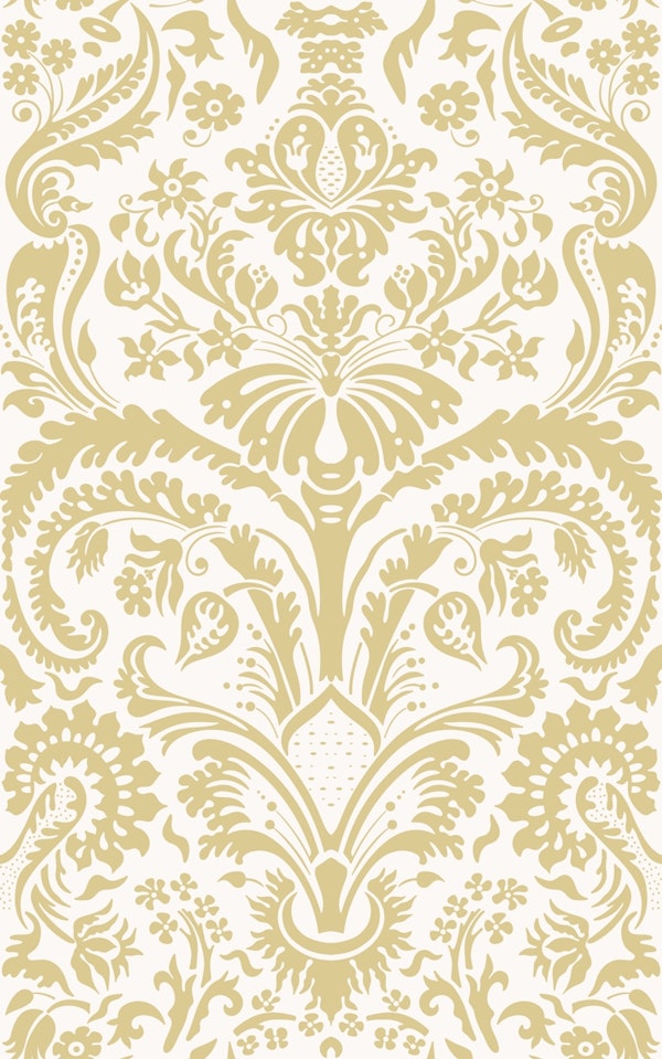 Damask Baroque 1 gold on white