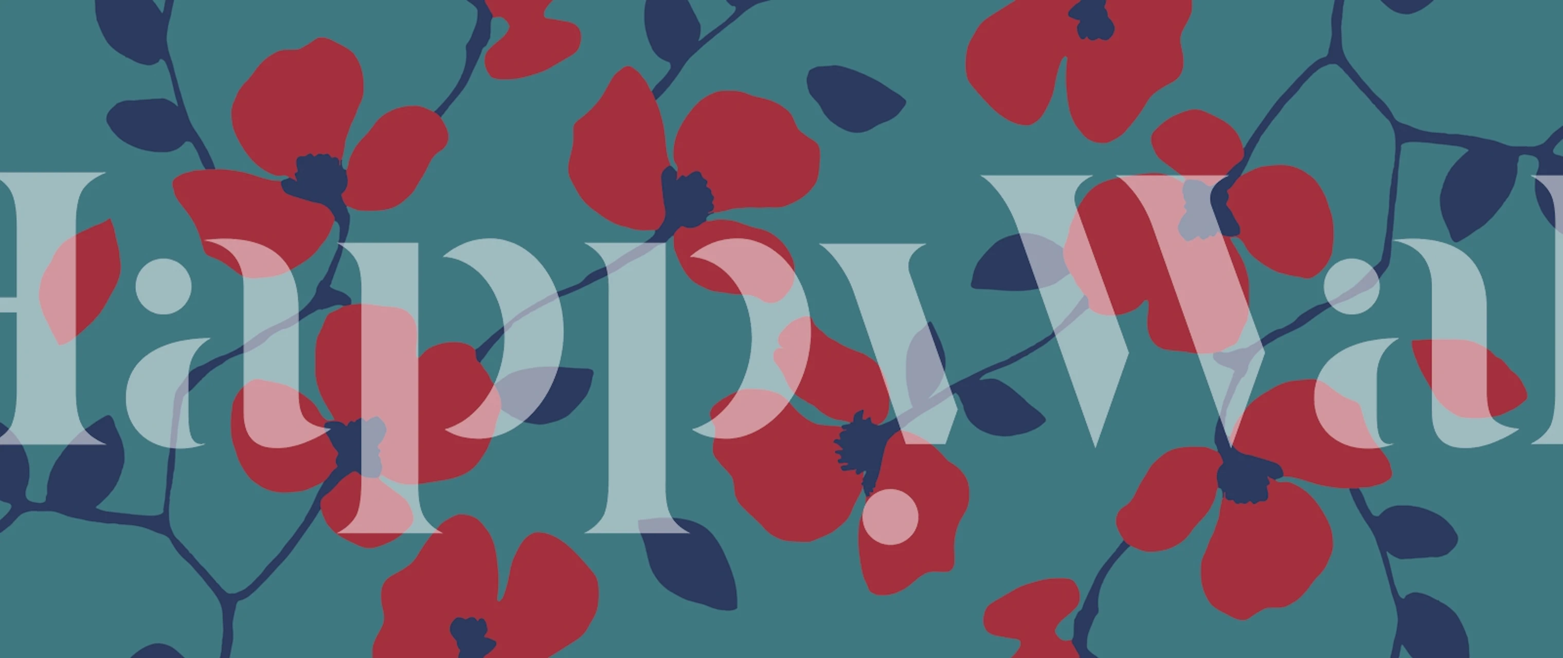 Flower Modern Red Blue tapeta u prostoriji