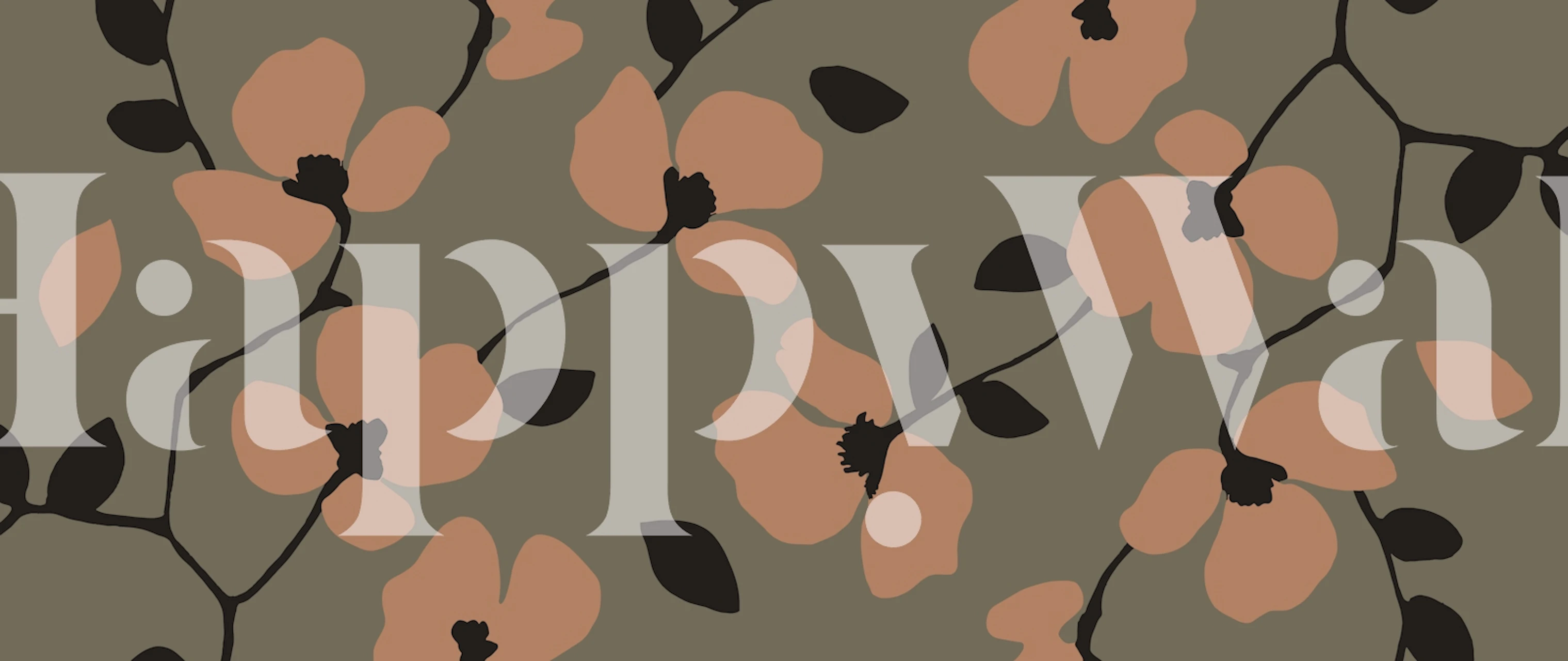 Flower Modern Green Tapete in einem Zimmer