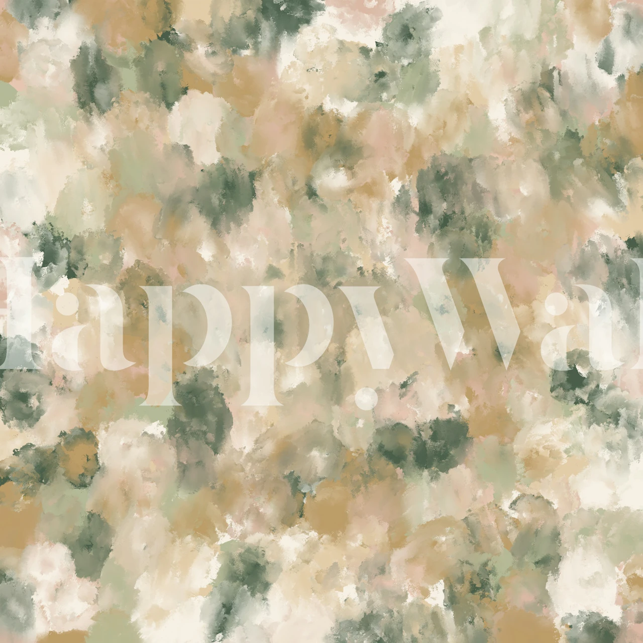 Abstract watercolor patterns in earthy greens, pinks, and creams wallpaper