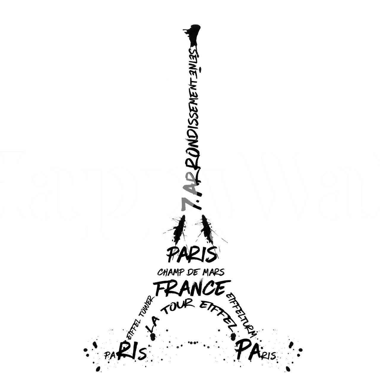 Eiffel Tower digital art wallpaper in a room