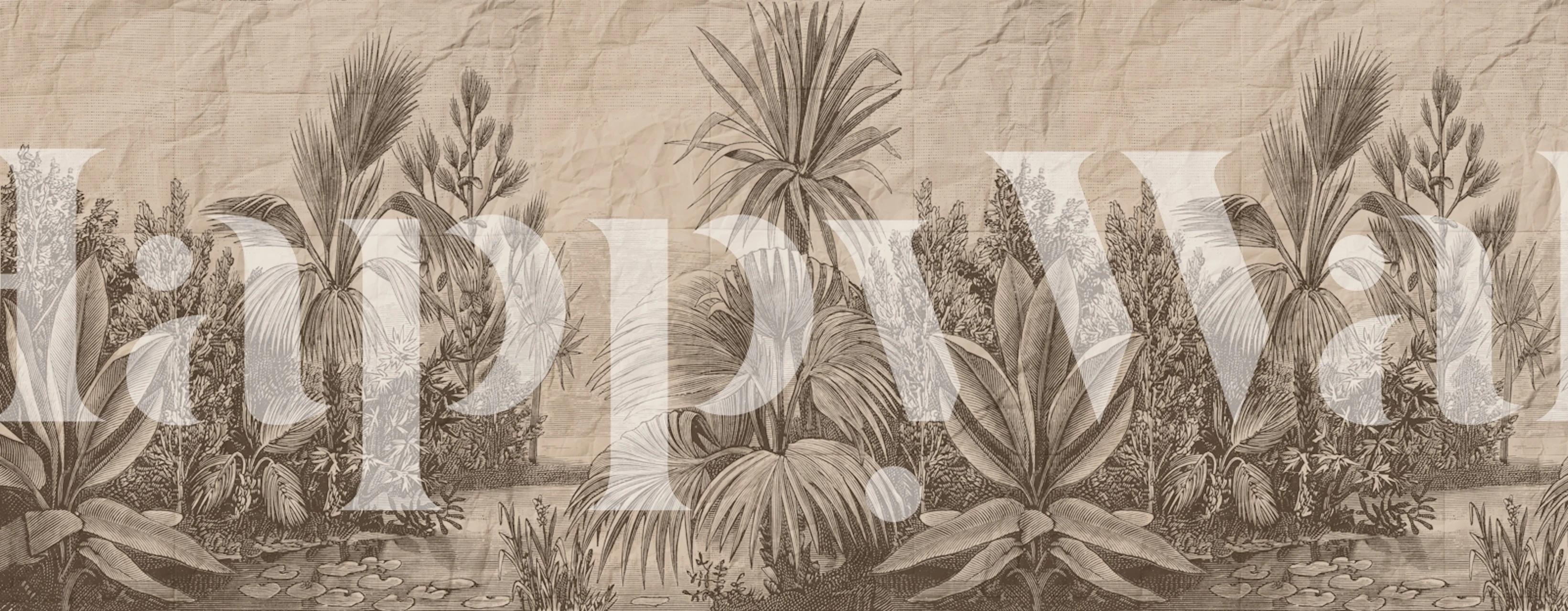 Antique Tropical Vista Neutral Sepia tapeta w pokoju