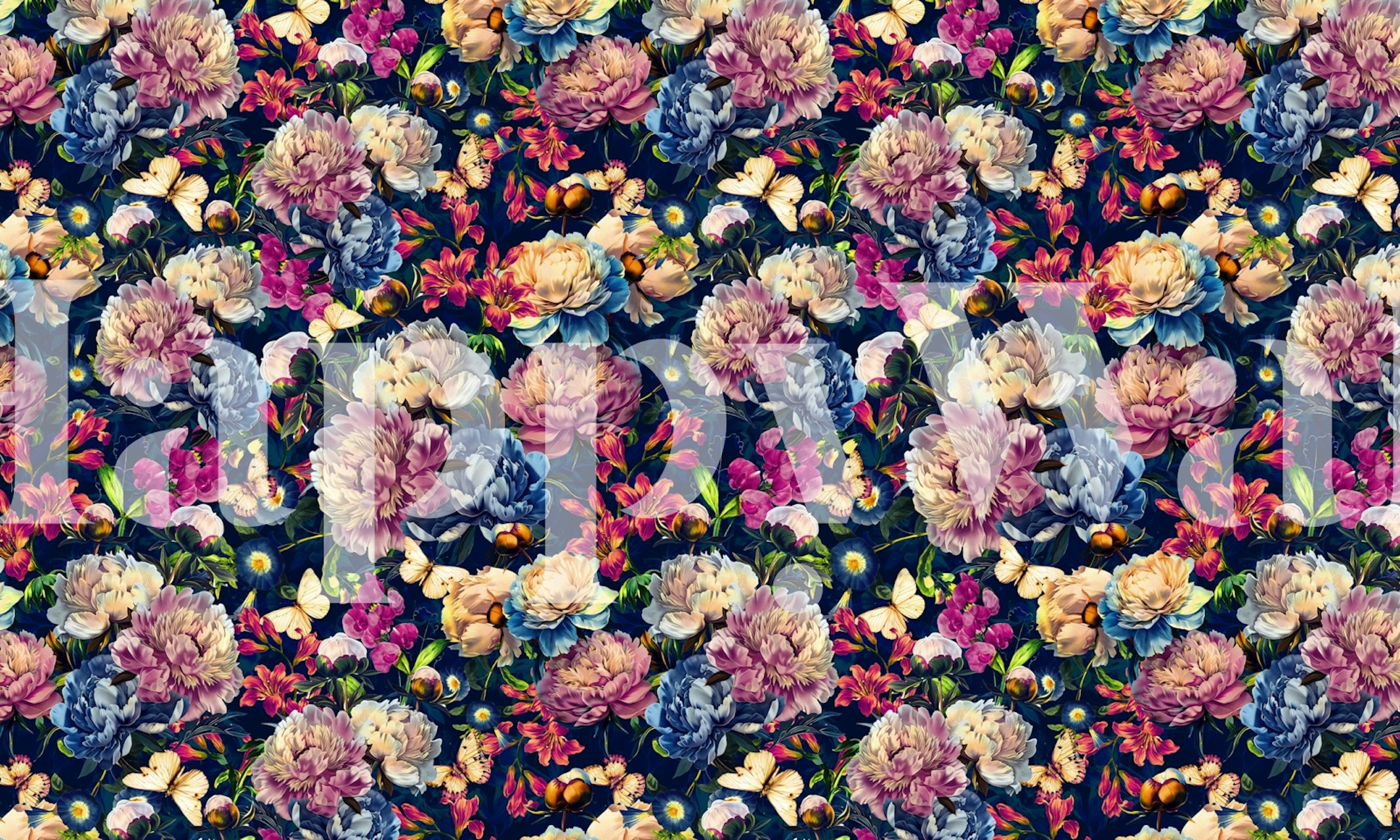 Colorful floral patterns with pink, purple, and blue flowers wallpaper