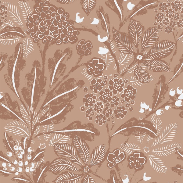 Mocha Brown Botanical Sketches Decor