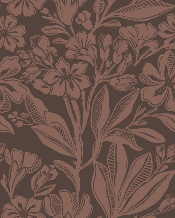 Rustic Cacao Brown Floral Elegance