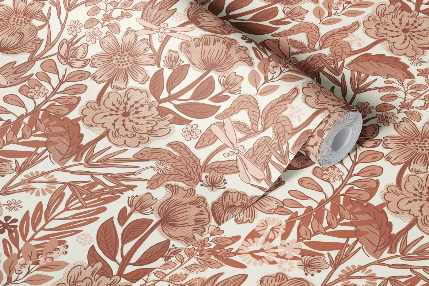 Rustic Boho Floral Elegance - Mocha Mousse wallpaper roll