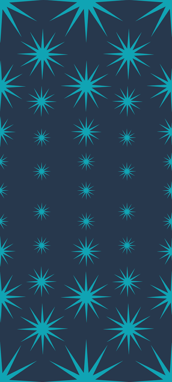 Expanding Stars - turquoise on navy
