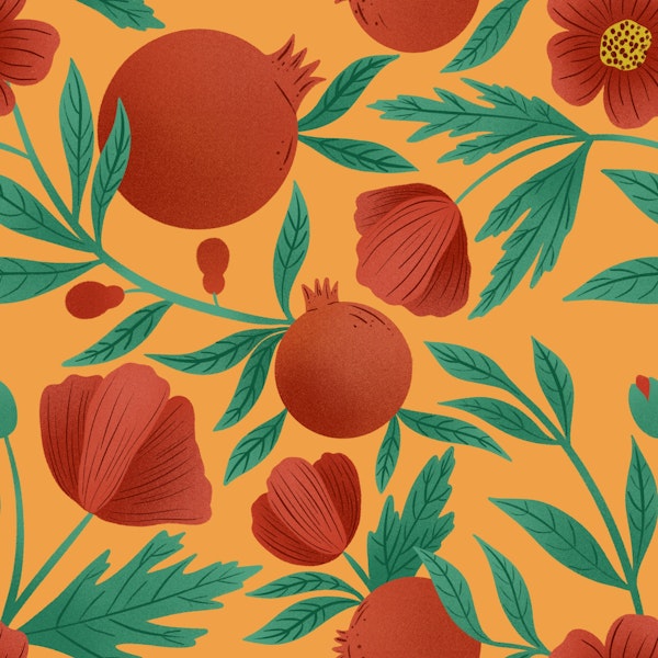 Pomegranates and California Poppies
